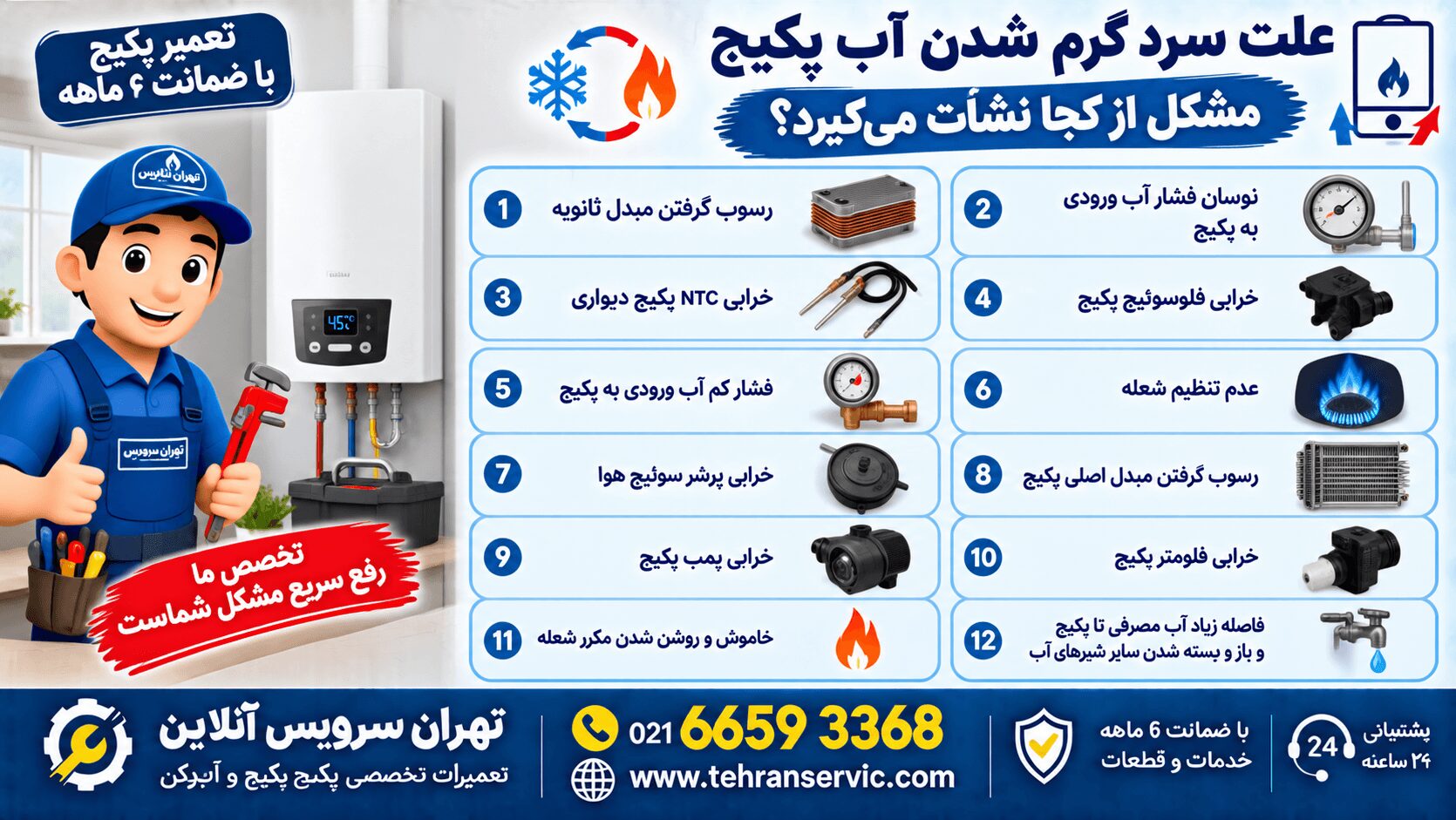 علت سرد گرم شدن آب پکیج