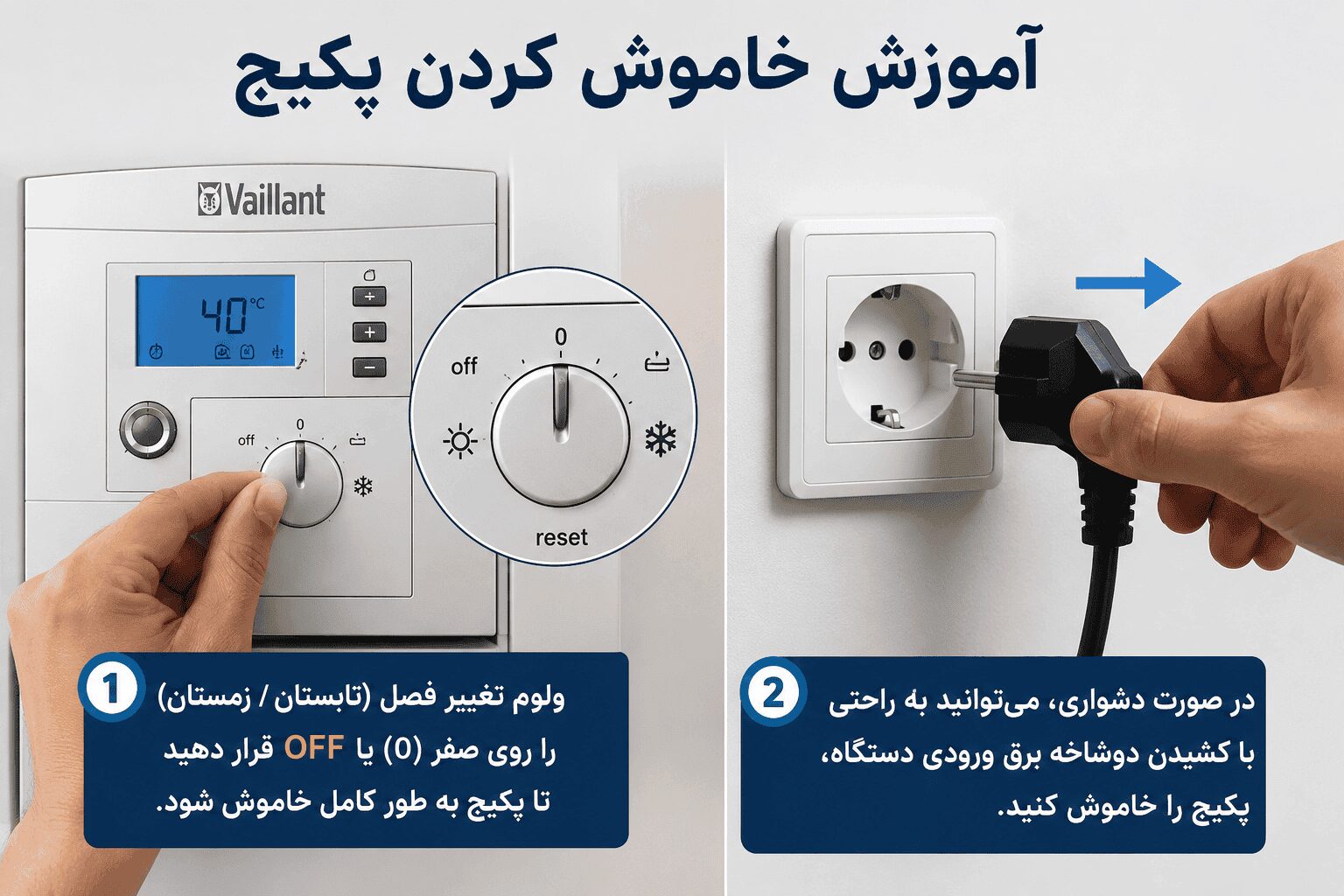 خاموش کردن پکیج