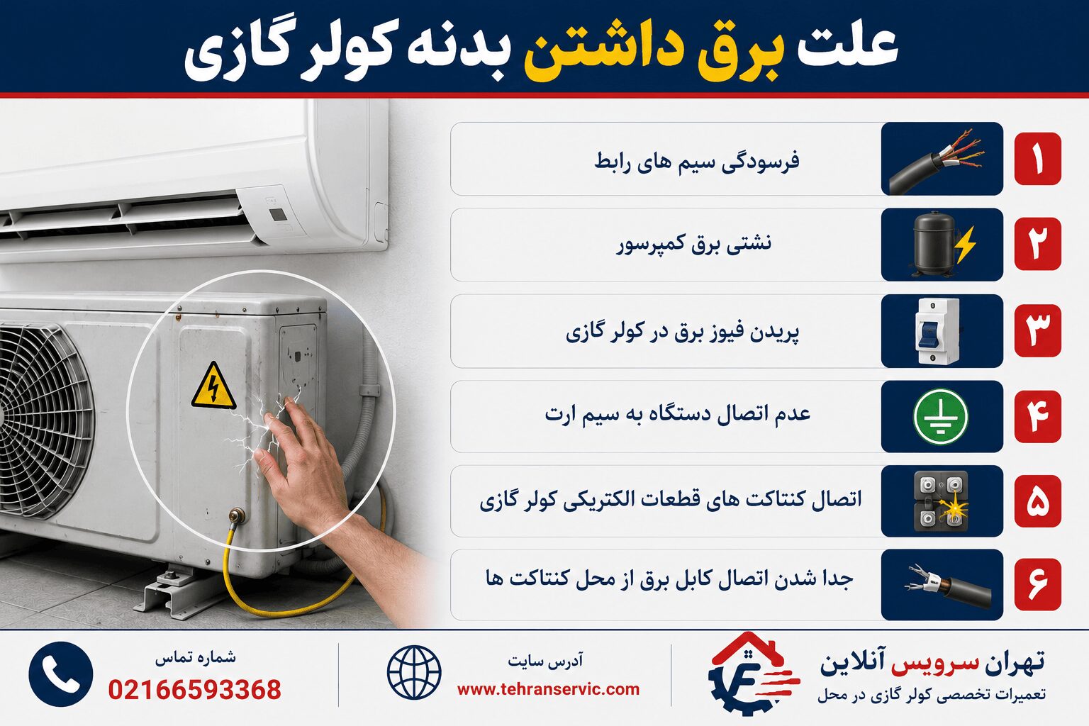علت برق داشتن بدنه کولر گازی