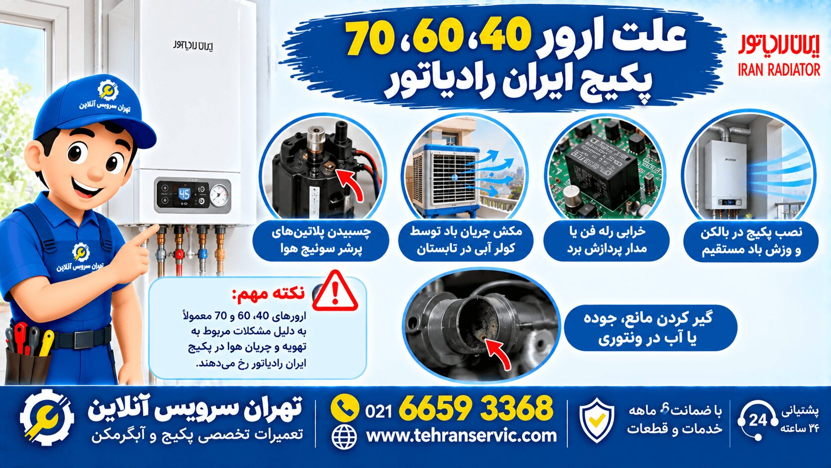 ارور 40 60 70 پکیج ایران رادیاتور